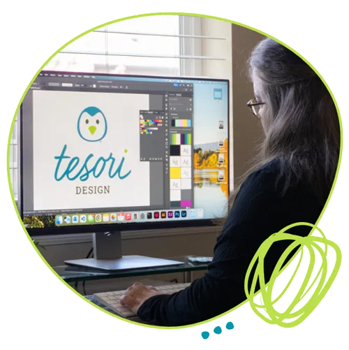 A woman working at a computer