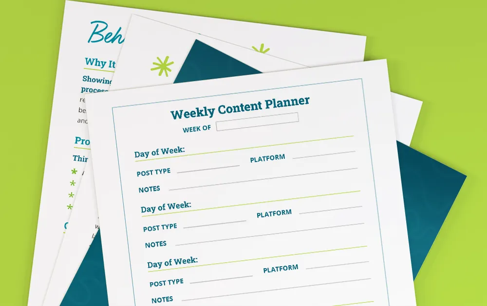 Graphic showing the weekly planner worksheet