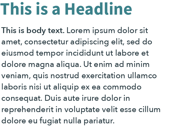 An example headline font and copy font