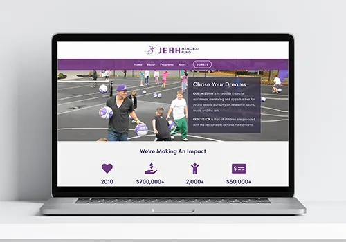 A screenshot of the JEHH Memorial Fund home page