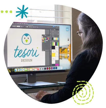 Toni working on her computer