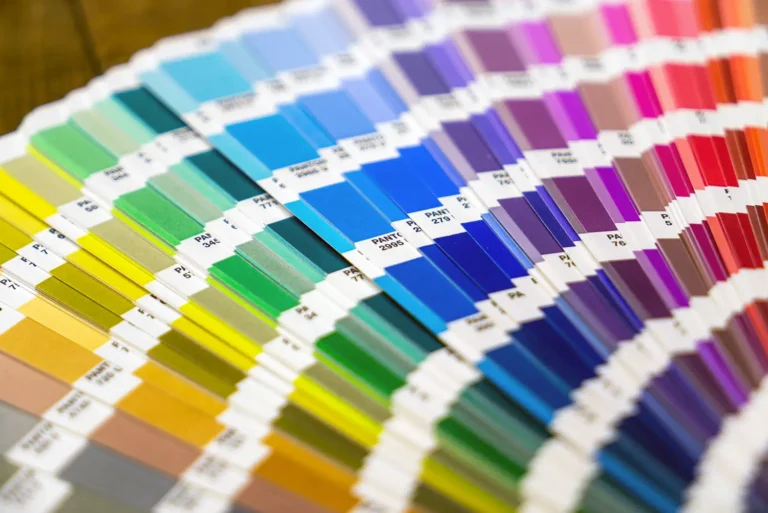 A book of color swatches fanned out