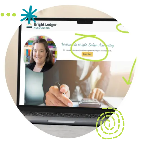 An open laptop displaying a website with review notes. A circular inset shows Toni, founder of Tesori Design, reviewing the site.